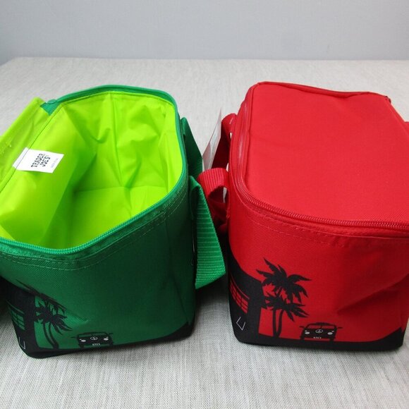 2 x Trader Joe's Mini Insulated Cooler Tote Bag Large Red and Green 1.5 Gallon - Picture 8 of 9
